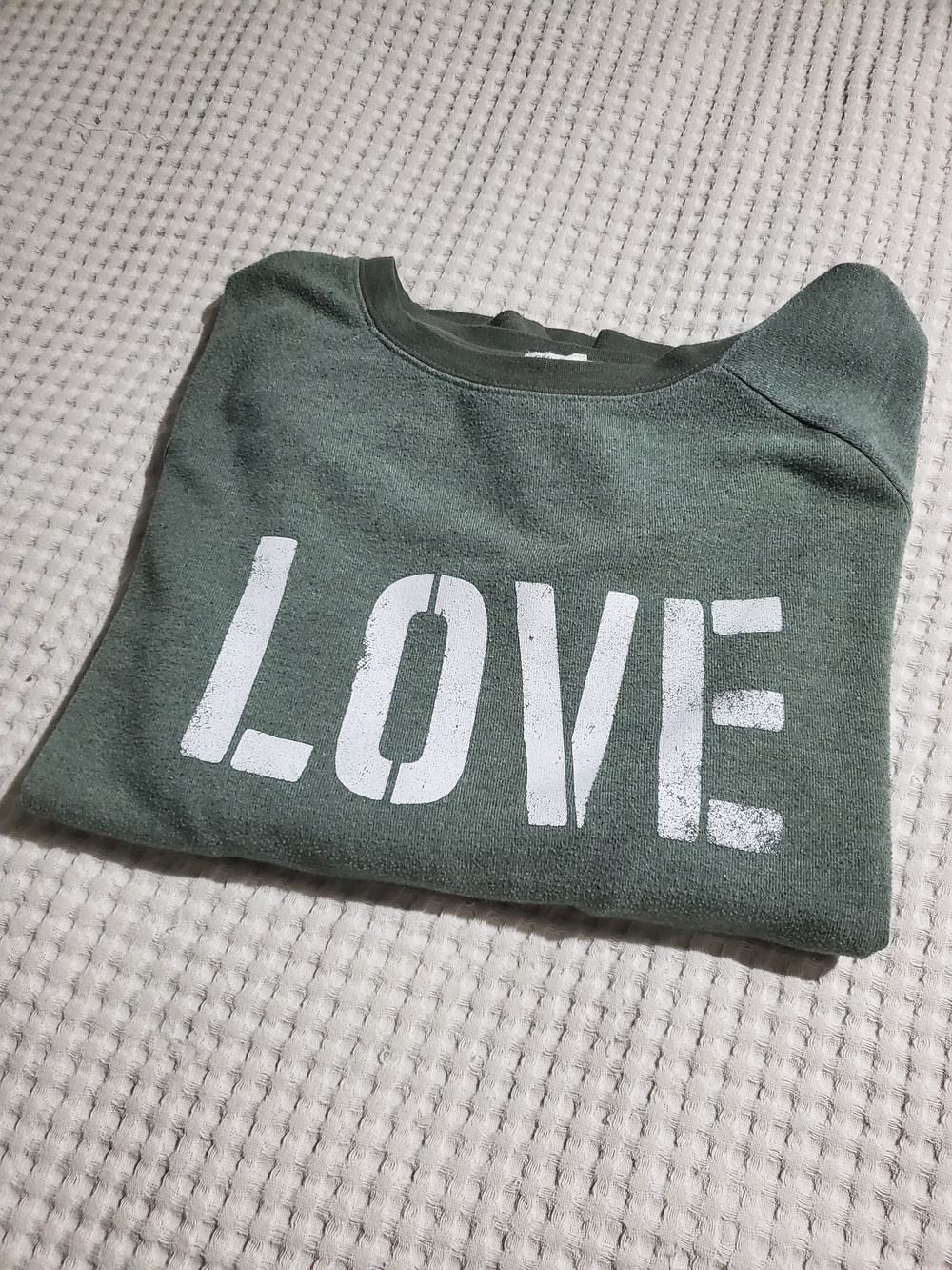 LOVE Graphic Pullover Sweatshirt - Olive Green